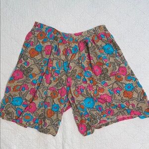 Women's Floral Print Bermuda Shorts - Pink & Turquoise